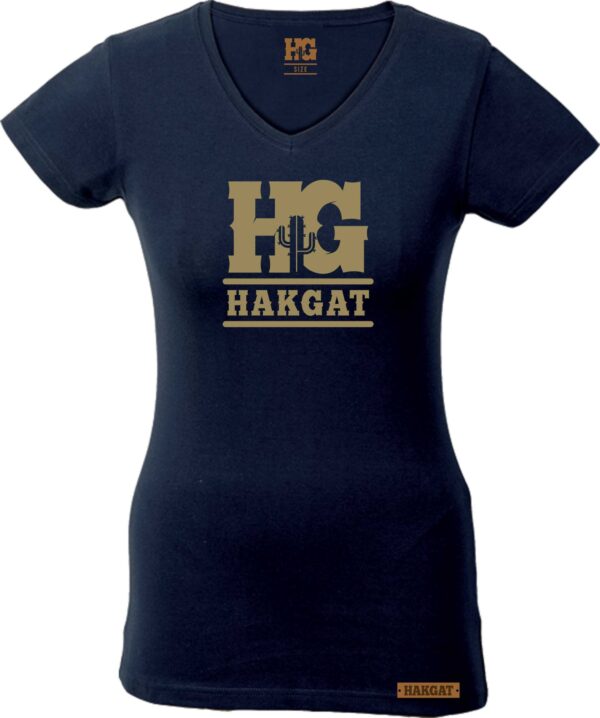 Ladies V-Neck Black with cactus print