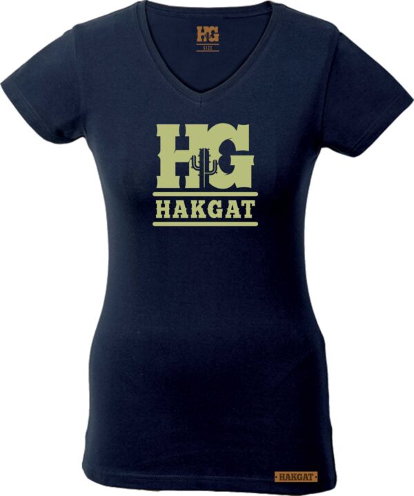 Ladies V-Neck Black with cactus print