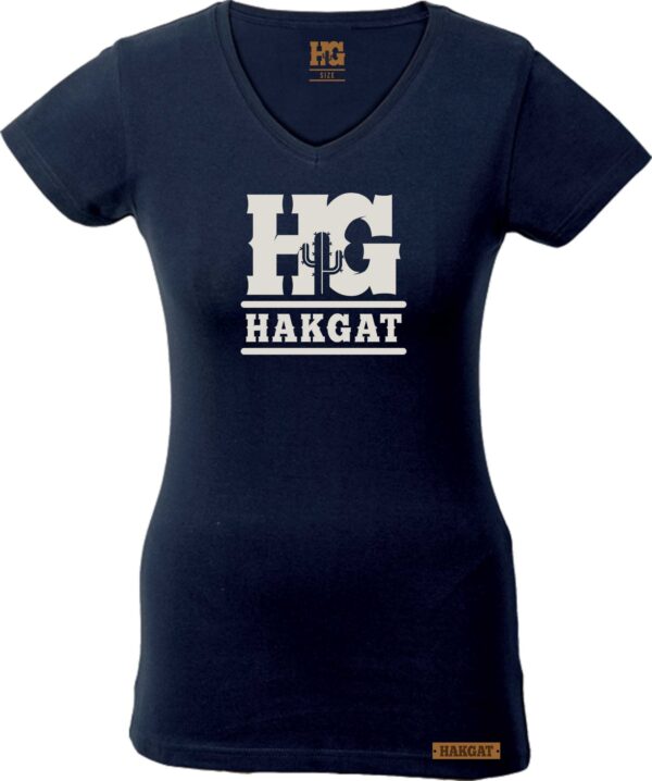 Ladies V-Neck Black with cactus print