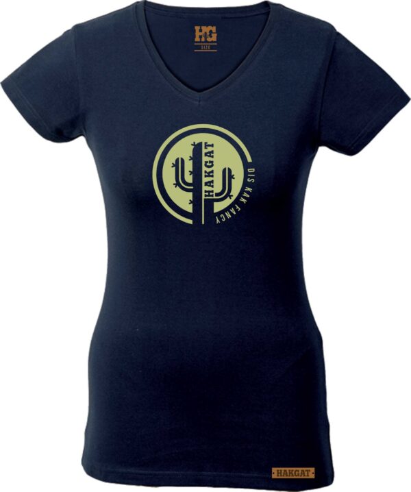 Ladies V-Neck Black with cactus print