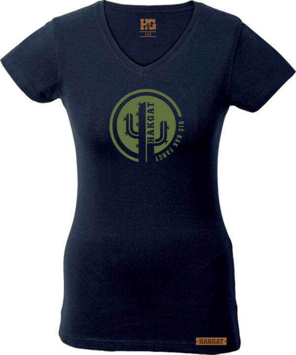 Ladies V-Neck Black with cactus print