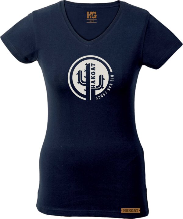 Ladies V-Neck Black with cactus print