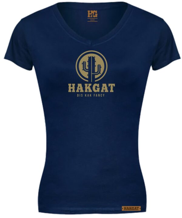 Ladies V-Neck navy with cactus print