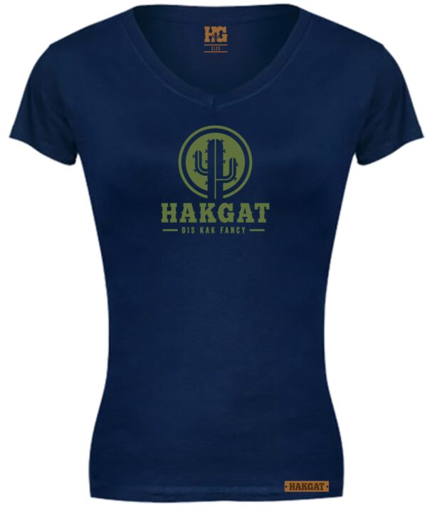 Ladies V-Neck navy with cactus print