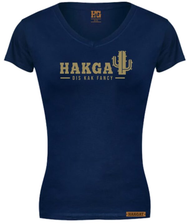 Ladies V-Neck navy with cactus print
