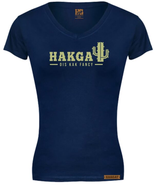 Ladies V-Neck navy with cactus print