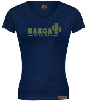 Ladies V-Neck navy with cactus print