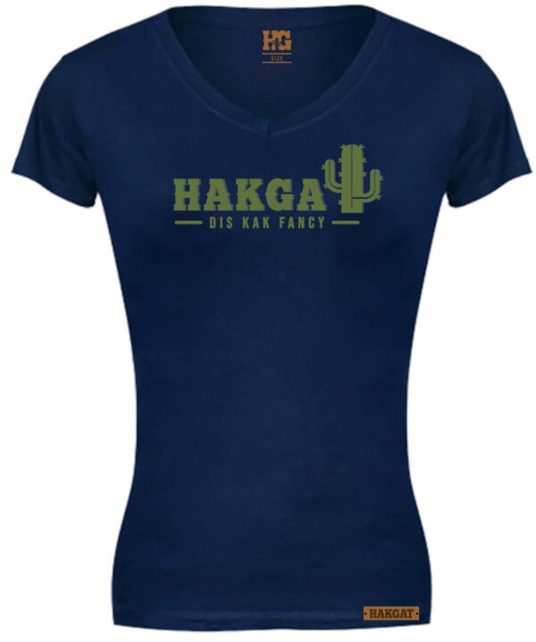 Ladies V-Neck navy with cactus print