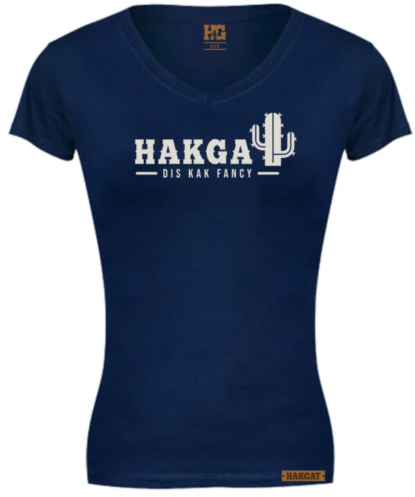 Ladies V-Neck navy with cactus print