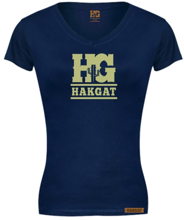 Ladies V-Neck navy with cactus print