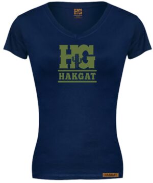 Ladies V-Neck navy with cactus print