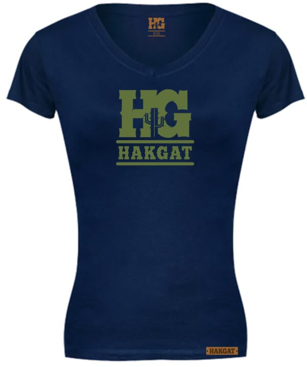 Ladies V-Neck navy with cactus print