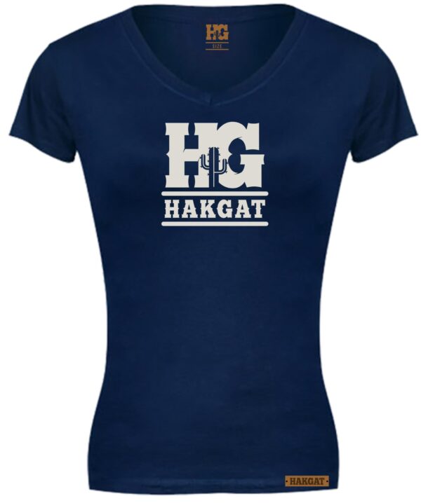 Ladies V-Neck navy with cactus print