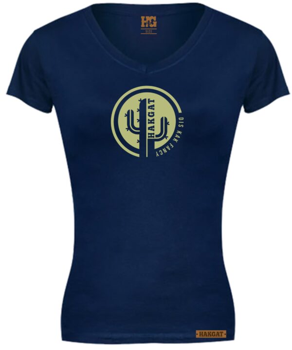 Ladies V-Neck navy with cactus print