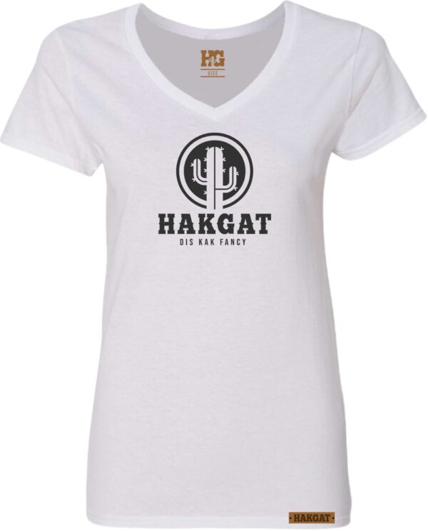 Ladies V-Neck white with cactus print