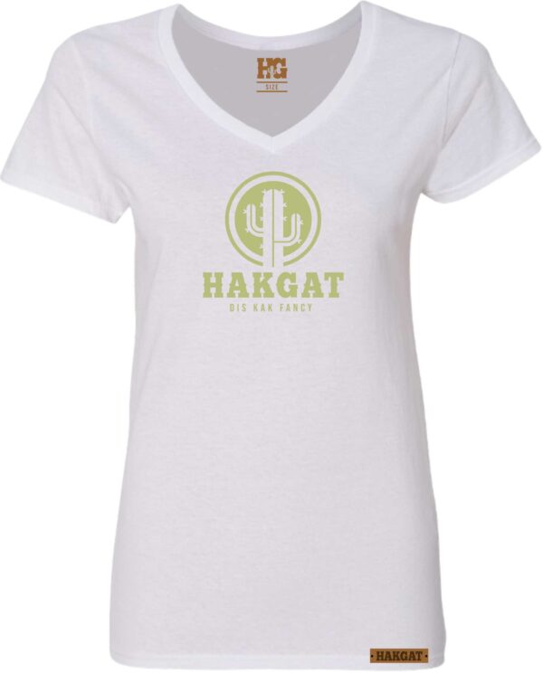 Ladies V-Neck white with cactus print