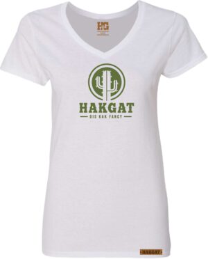 Ladies V-Neck white with cactus print