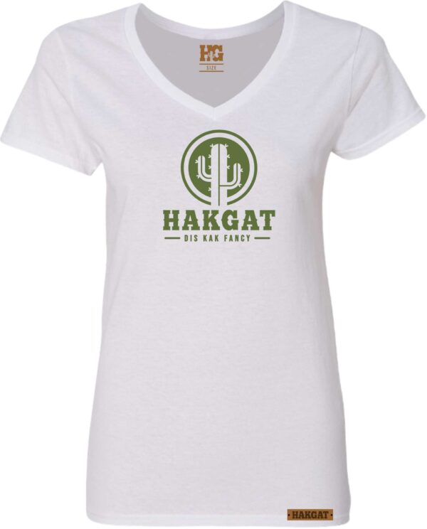Ladies V-Neck white with cactus print