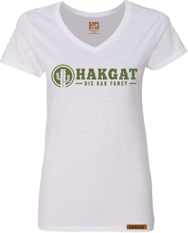 Ladies V-Neck white with cactus print