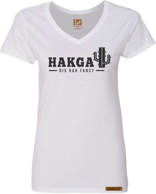 Ladies V-Neck white with cactus print