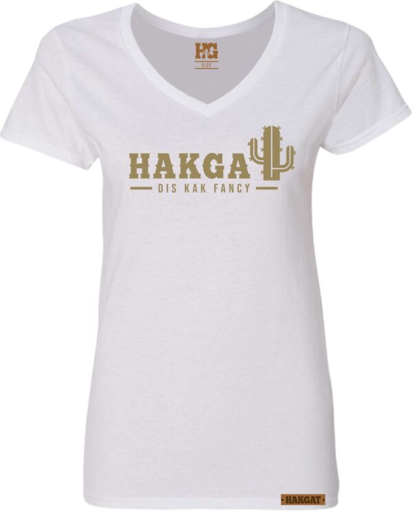 Ladies V-Neck white with cactus print
