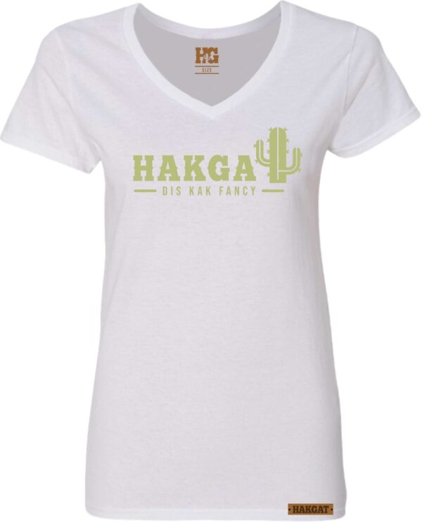 Ladies V-Neck white with cactus print