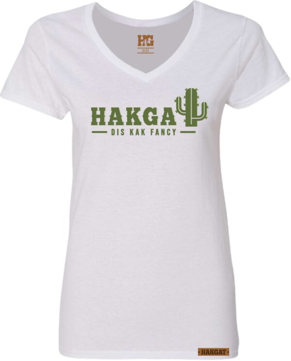 Ladies V-Neck white with cactus print