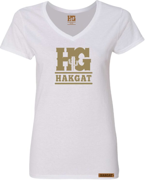 Ladies V-Neck white with cactus print