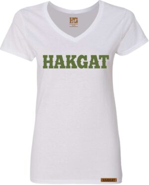 Ladies V-Neck white with cactus print