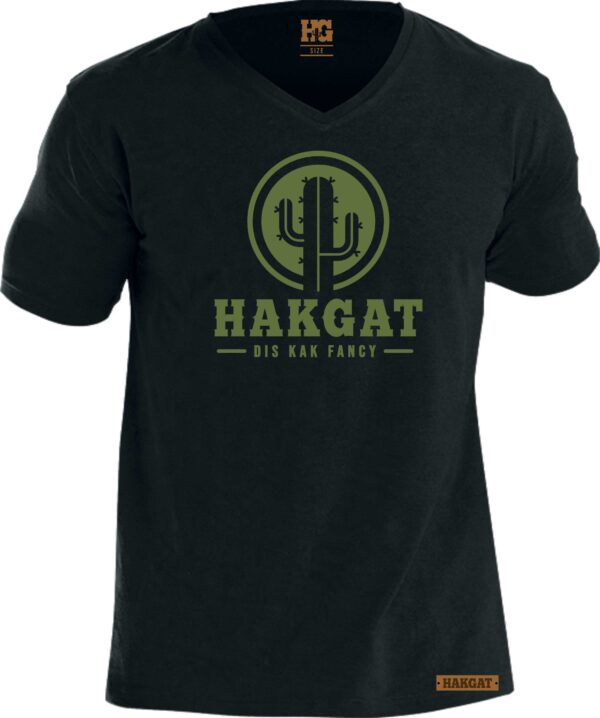 Mens Black V-Neck T-Shirt - Cactus Print