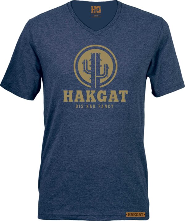 Mens Blue Melange V-Neck T-Shirt - Cactus Print