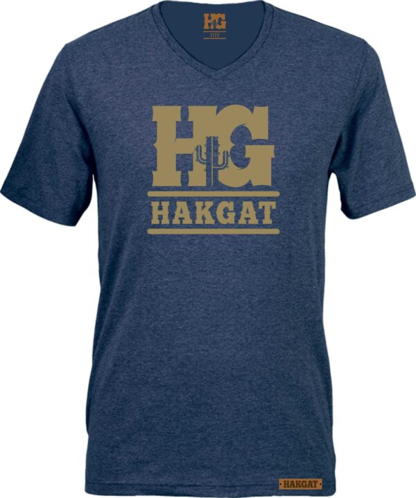 Mens Blue Melange V-Neck T-Shirt - HG Print