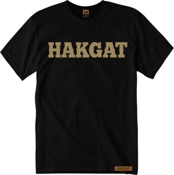 Mens black T-Shirt with khaki hakgat print