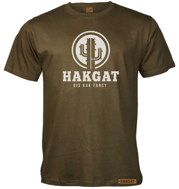 Mens Olive T-Shirt with white hakgat Cactus print