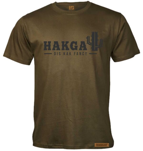 Mens Olive T-Shirt with black hakgat Cactus print