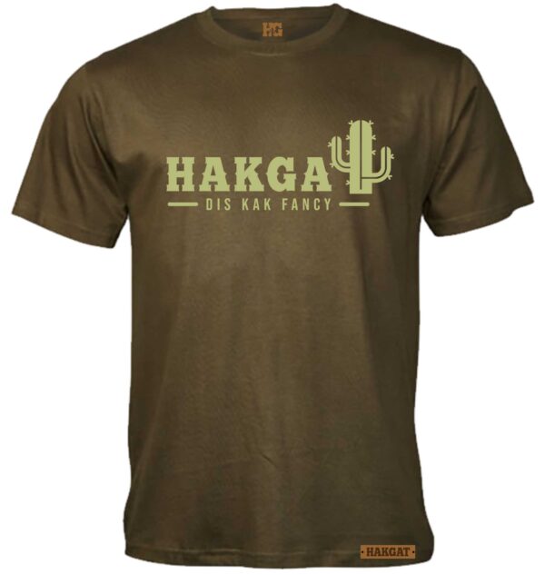 Mens Olive T-Shirt with light green hakgat Cactus print