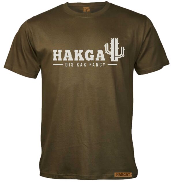 Mens Olive T-Shirt with white hakgat Cactus print