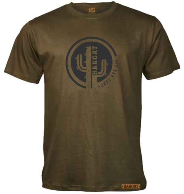 Mens Olive T-Shirt with black Cactus print