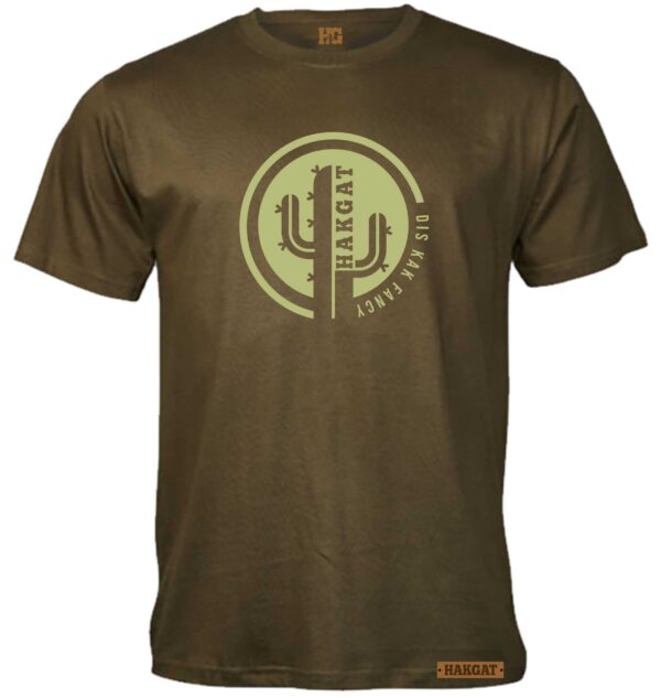 Mens Olive T-Shirt with light green cactus print