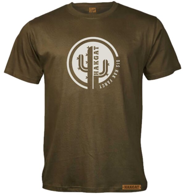 Mens Olive T-Shirt with white Cactus print