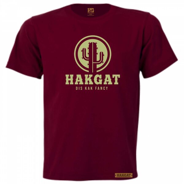 Mens burgundy T-Shirt with light green cactus print