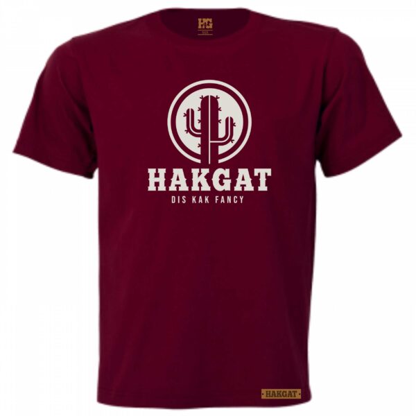 Mens burgundy T-Shirt with white cactus print