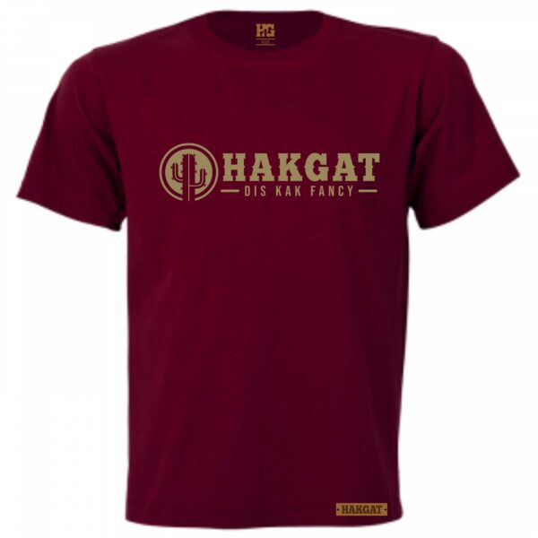 Mens burgundy T-Shirt with khaki cactus print