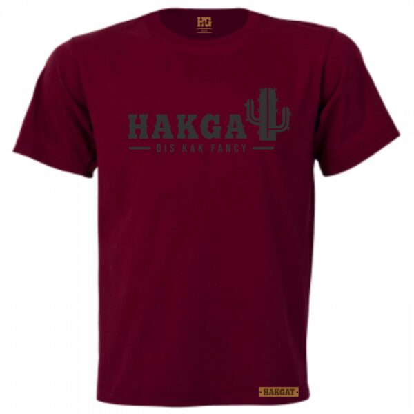 Mens burgundy T-Shirt with black cactus print