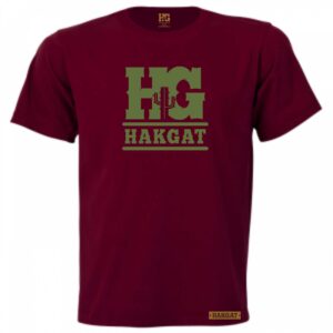 Mens burgundy T-Shirt with green HG print