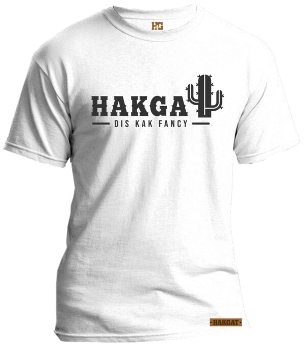 Mens white T-Shirt with black hakgat cactus print