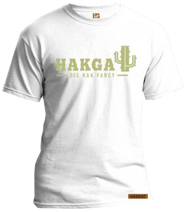Mens white T-Shirt with light green hakgat cactus print