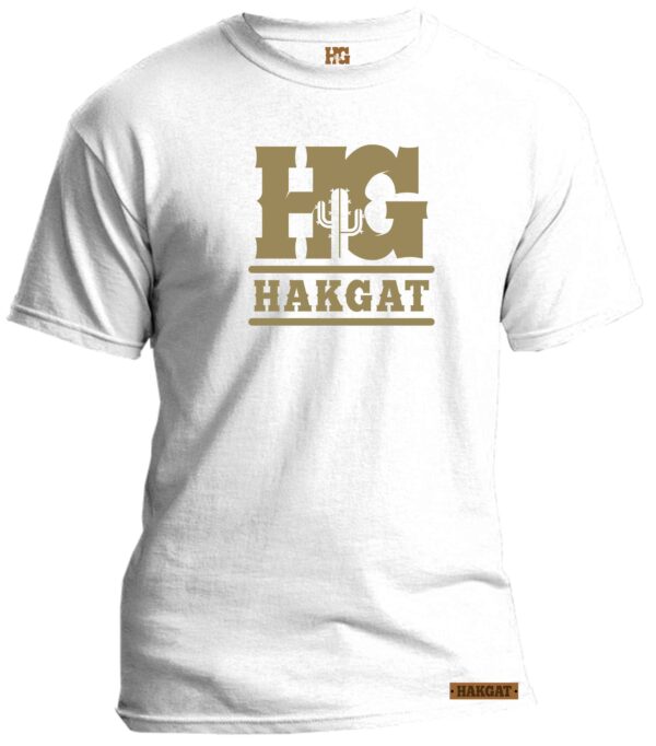 Mens white T-Shirt with khaki HG print