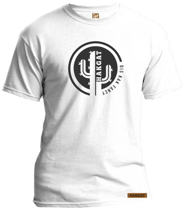 Mens white T-Shirt with black hakgat cactus print