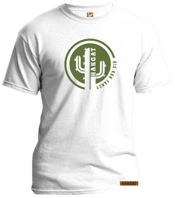 Mens white T-Shirt with green hakgat cactus print